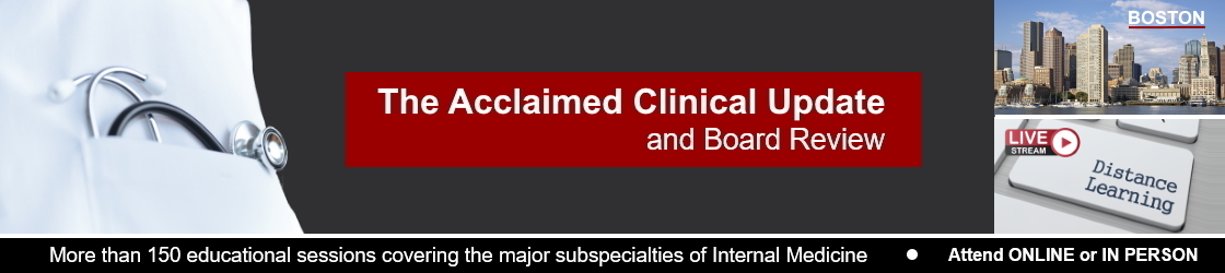 Hero image for IRIM that says "Acclaimed CLinical Update and Board Review" and shows 2 ways of attending the course